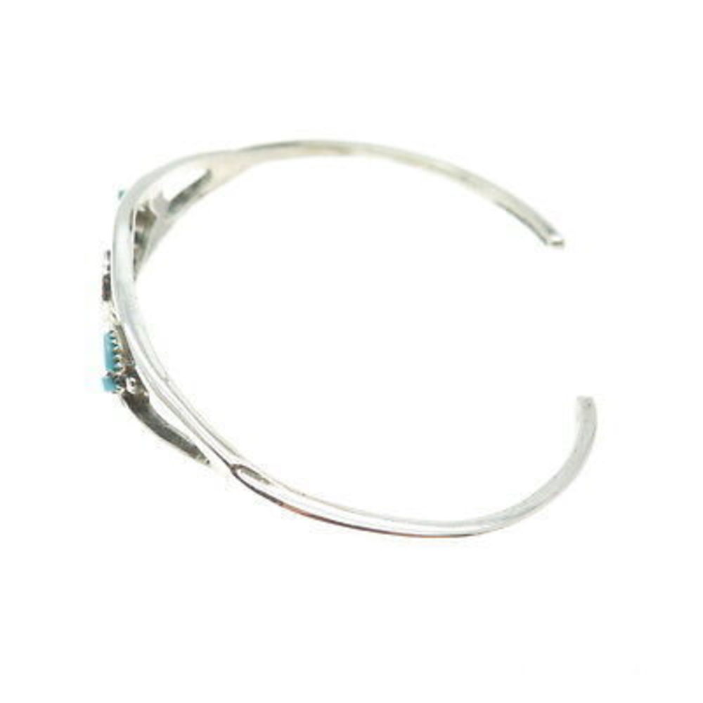Old Pawn 925 Sterling Silver Vintage Turquoise Inlay Adjustable Bracelet 5.75" - Picture 4 of 7
